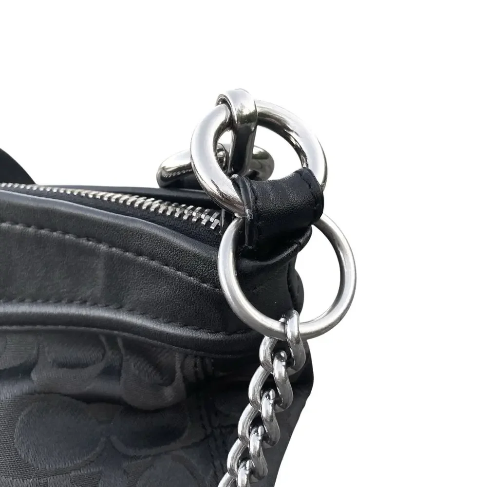 Y2K Coach Ashley Signature C Sateen F20111 Shoulder Hobo Bag Chain Jacquard EUC